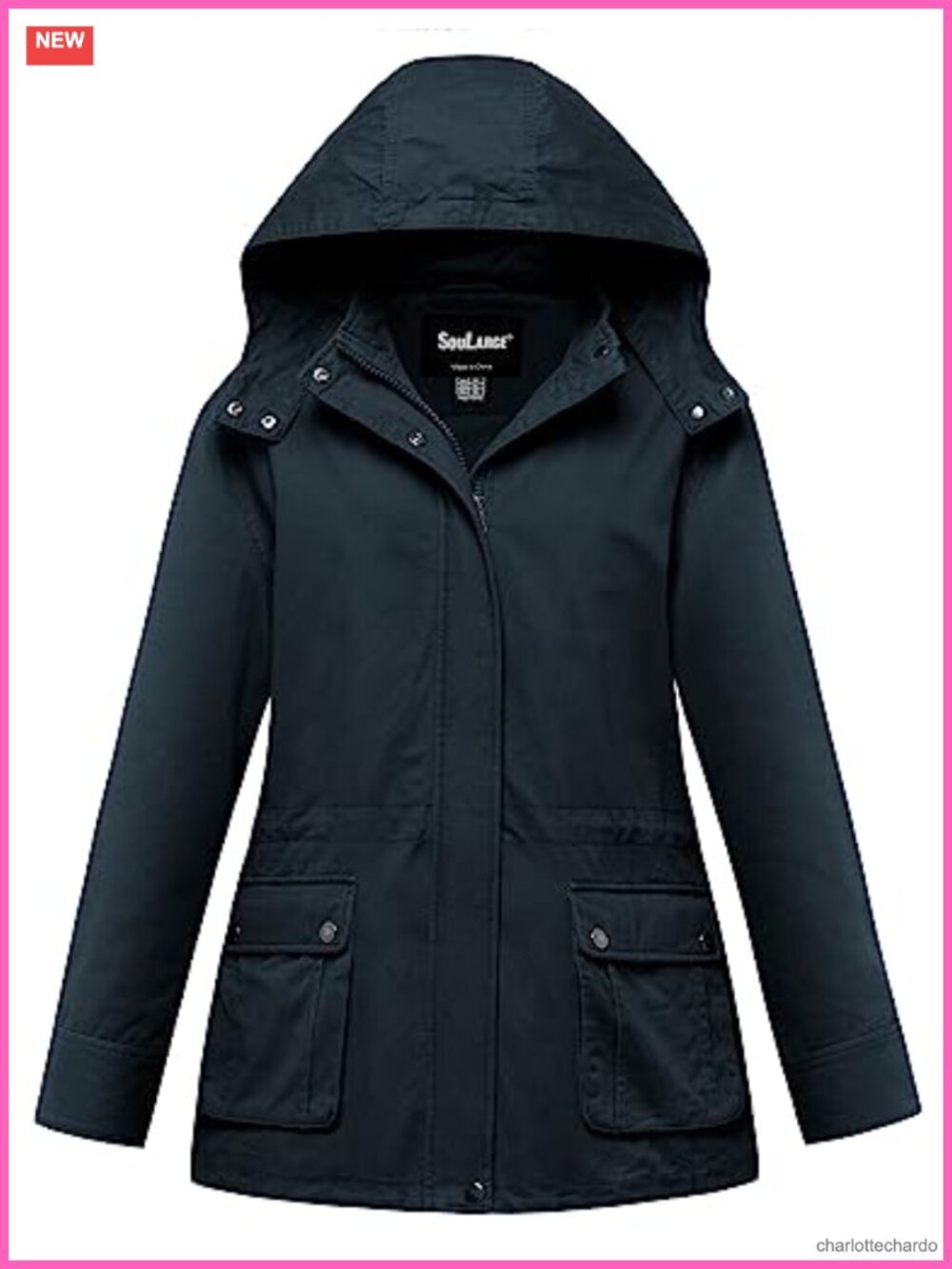 Plus Size Military Cotton Jacket with Detachable Hood – Casual & Warm for